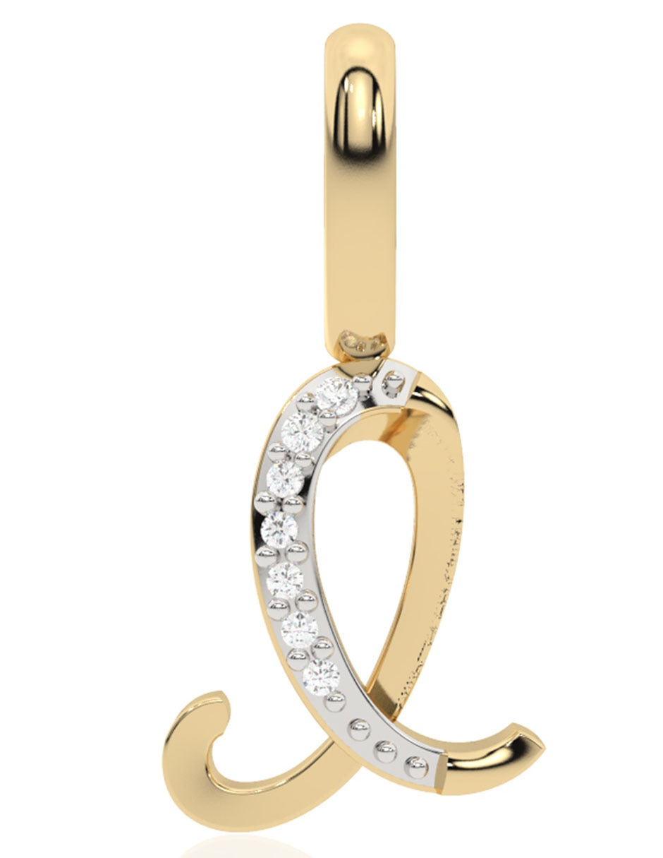 Dije de letras de oro amarillo 14 K diamante