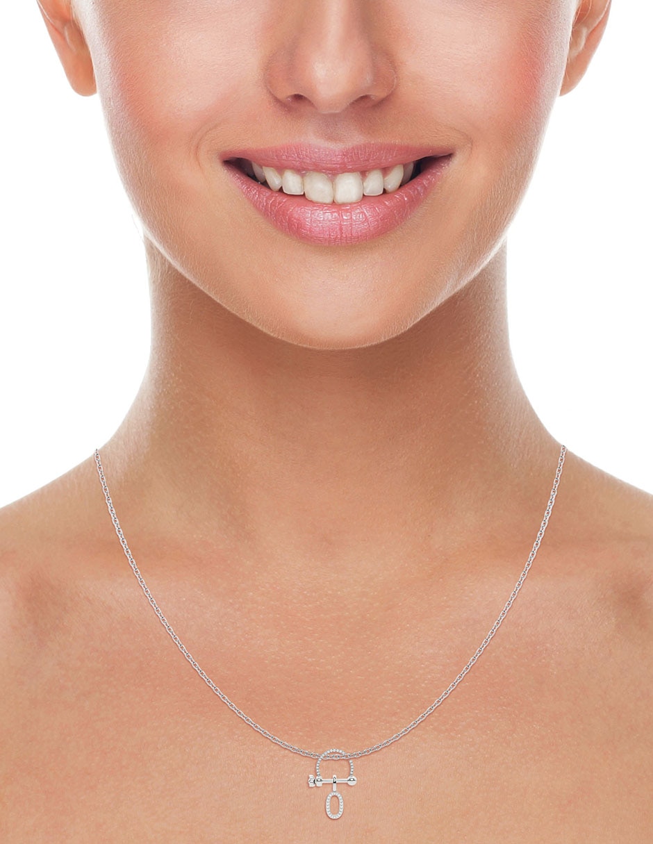 Dije de oro blanco 14 K diamante 3