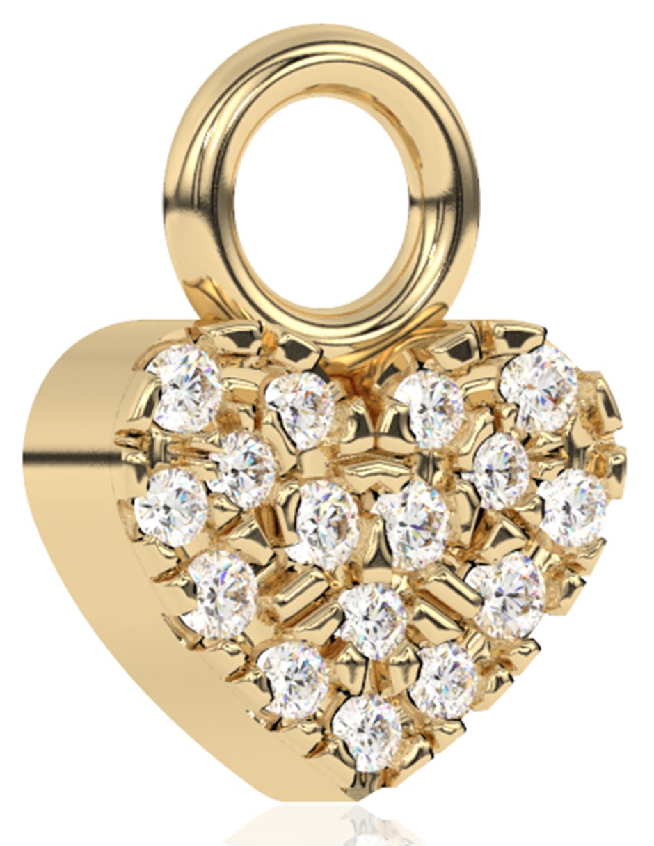 Dije de corazón de oro amarillo 14 K diamante 2