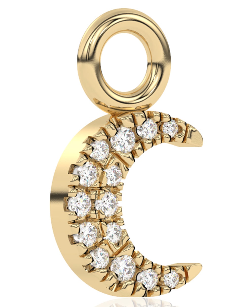 Dije de luna de oro amarillo 14 K diamante 1