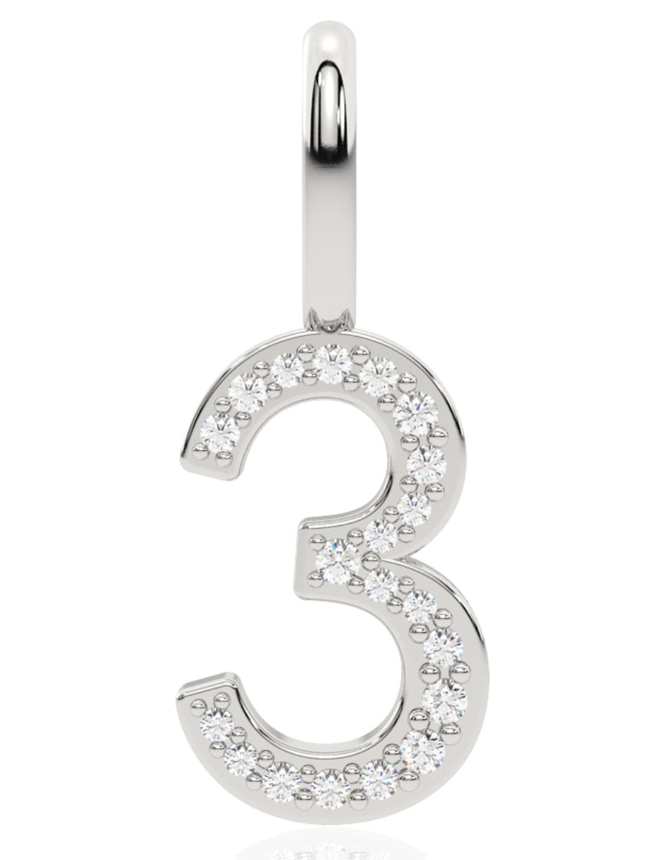 Dije de oro blanco 14 K diamante