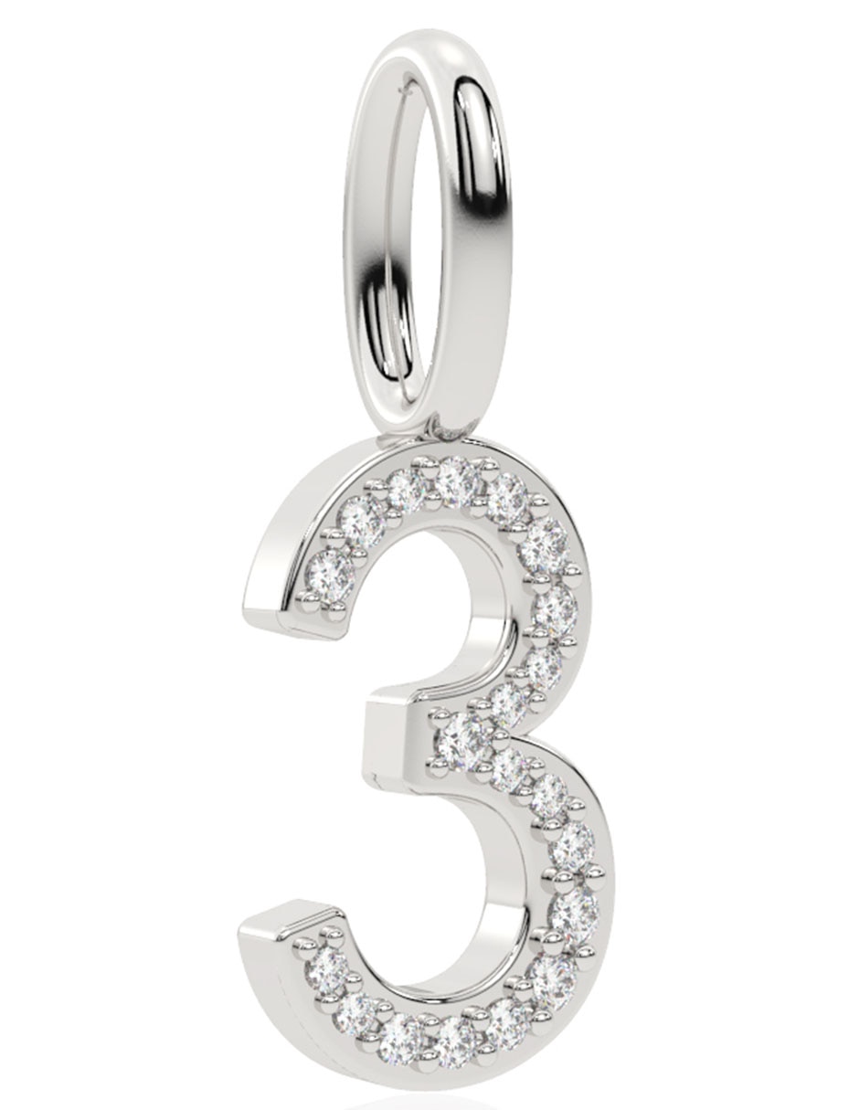 Dije de oro blanco 14 K diamante 2