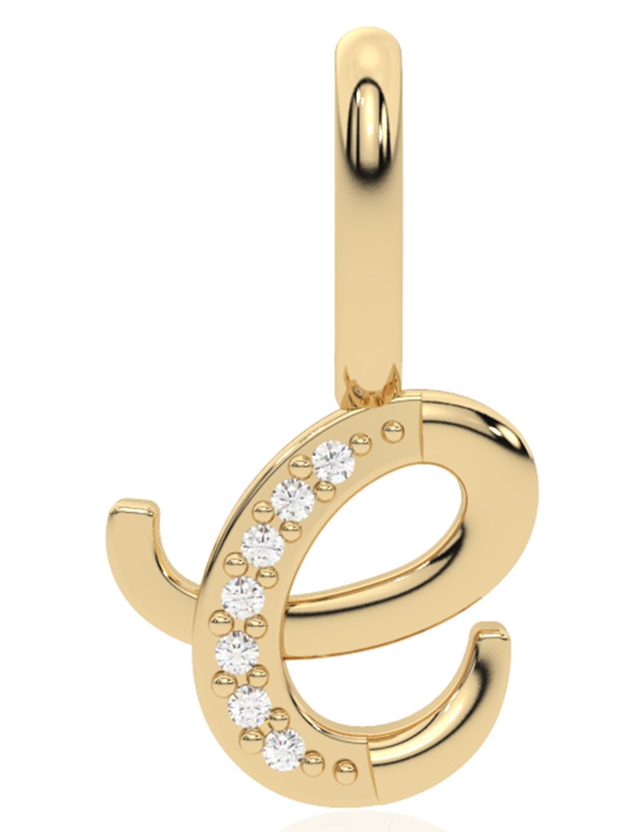 Dije de letras de oro amarillo 14 K diamante 1