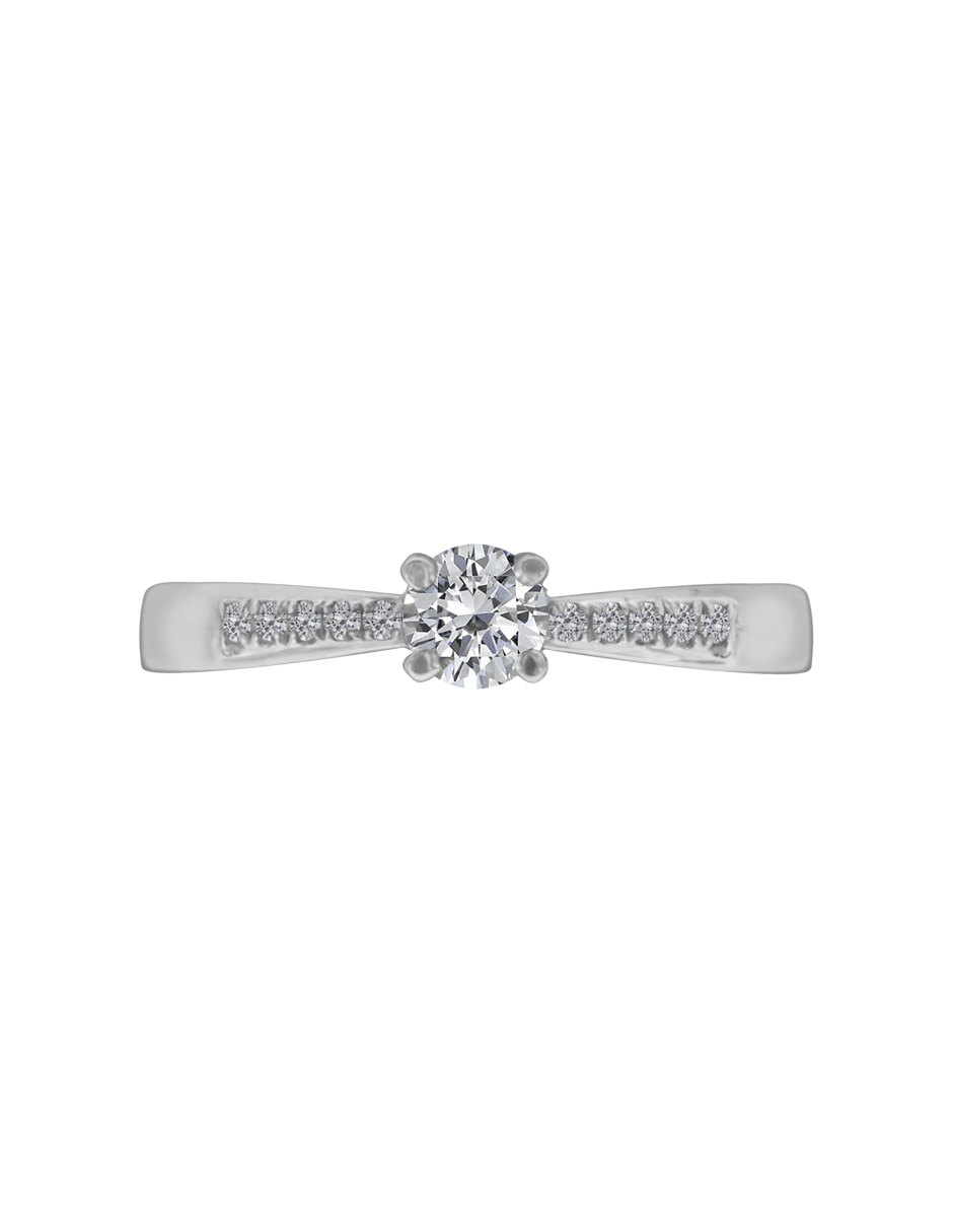 Anillo de compromiso de oro blanco 14 k Miloro diamante 4