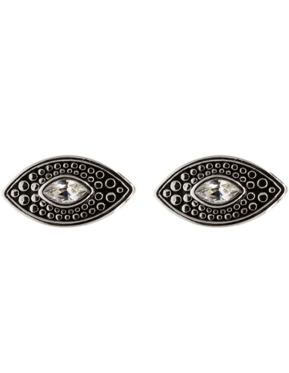 Broqueles de ojo con acabado plateado swarovski