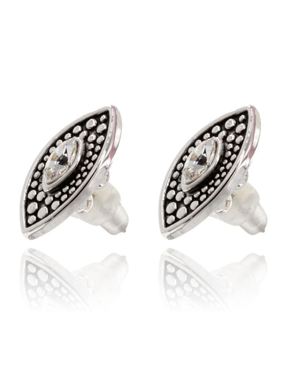 Broqueles de ojo con acabado plateado swarovski 2
