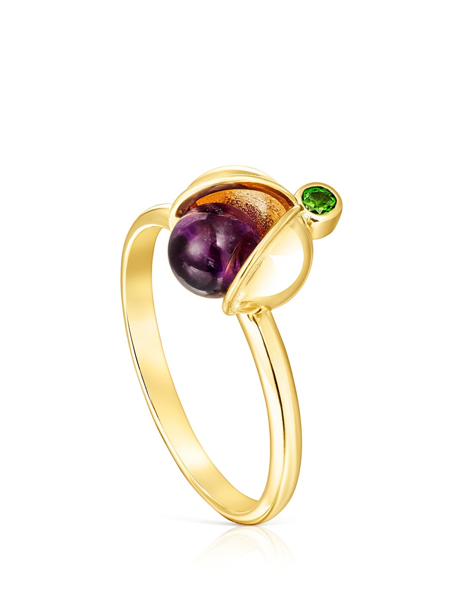 Anillo de flor Virtual garden P 925 de plata vermeil amatista brillante 1