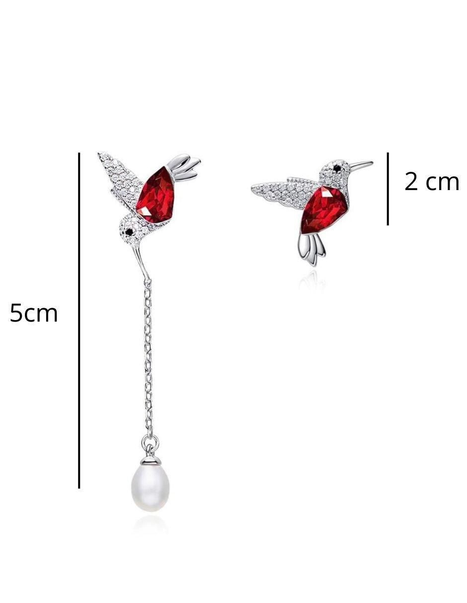 Aretes de colibrí de plata P 925 con acabado plateado swarovski 3