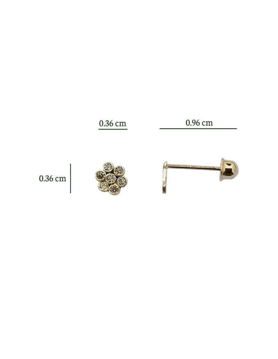 Broqueles de flor de oro con acabado brillante zirconia 3