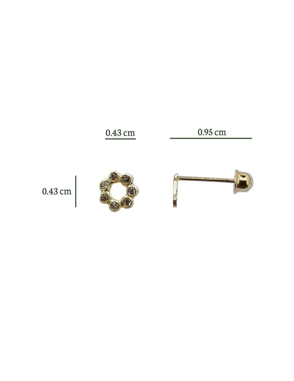 Broqueles circulares de oro con acabado brillante zirconia 3