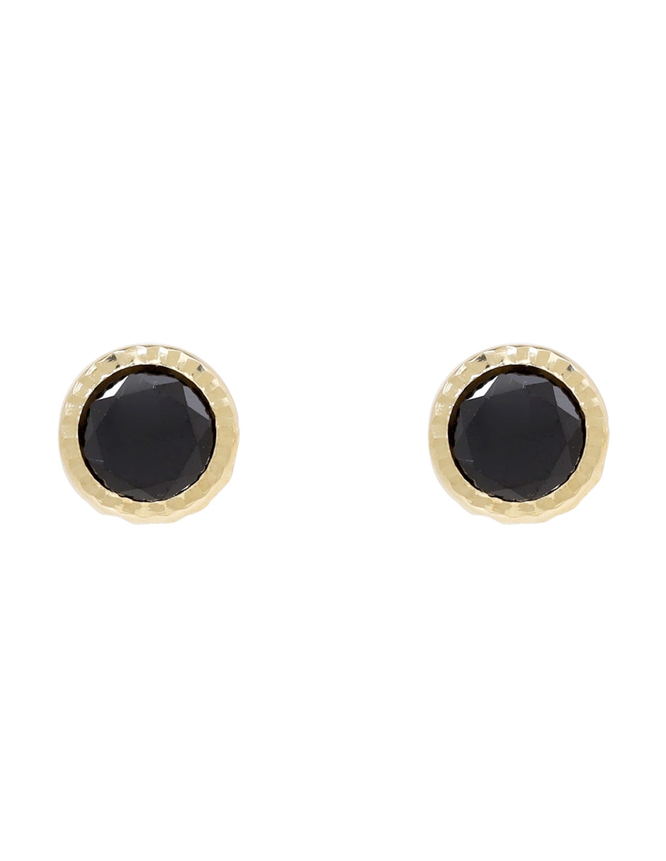 Broqueles redondos de oro zirconia