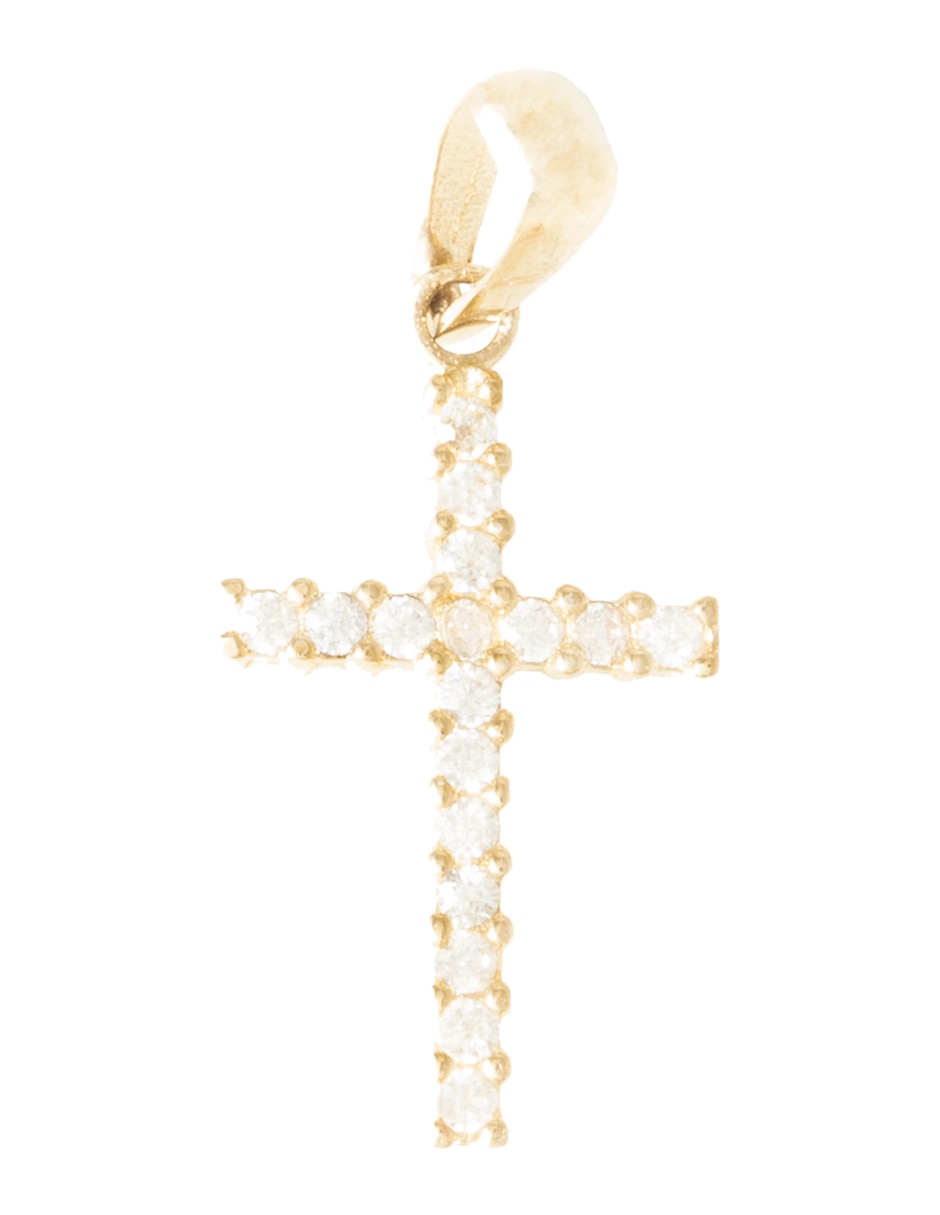 Dije de cruz de oro amarillo 14 K zirconia