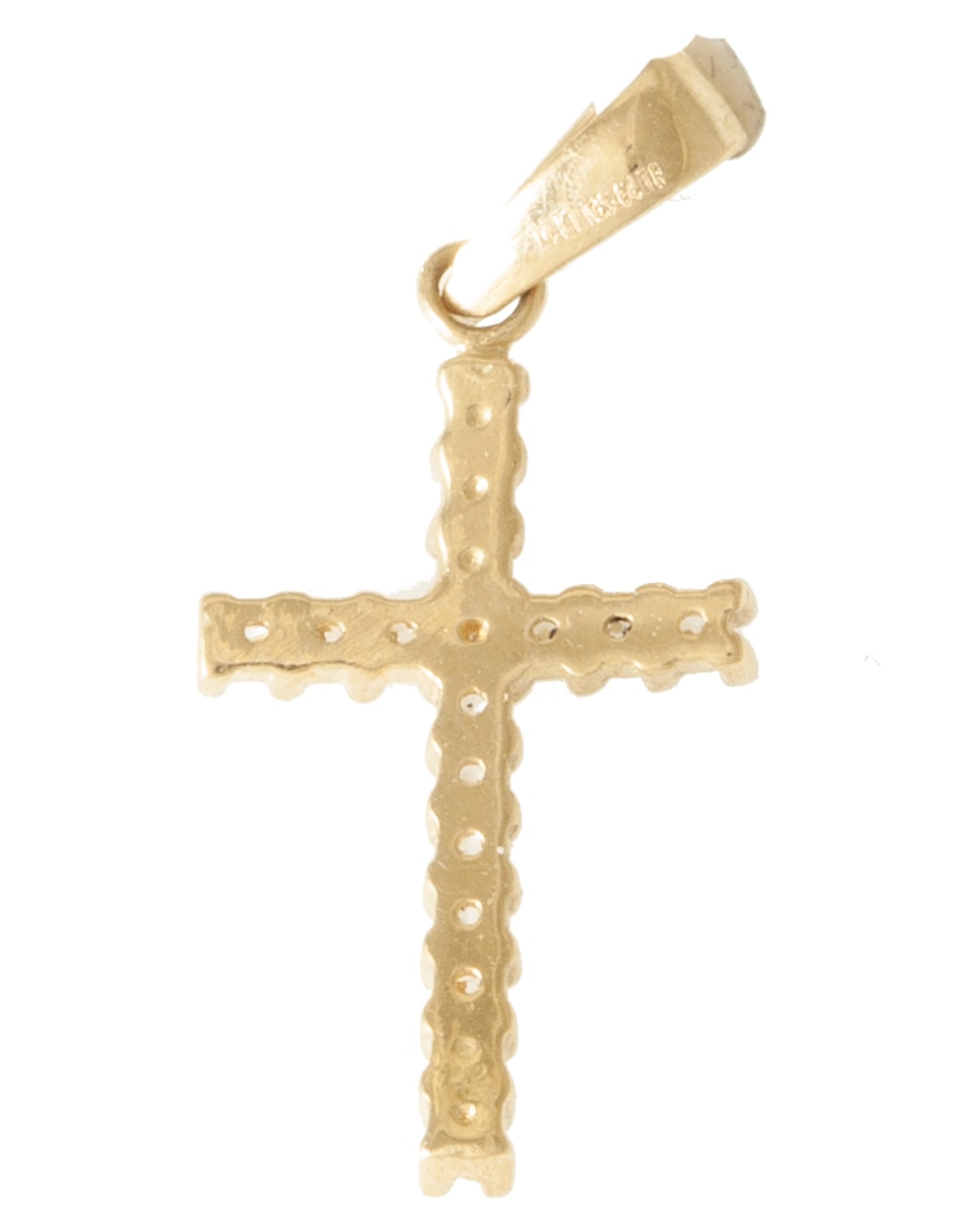 Dije de cruz de oro amarillo 14 K zirconia 2