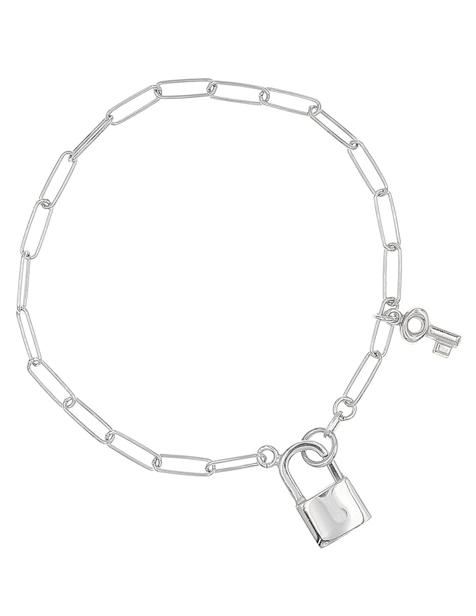 Pulsera de plata P 925 con acabado baño rodio