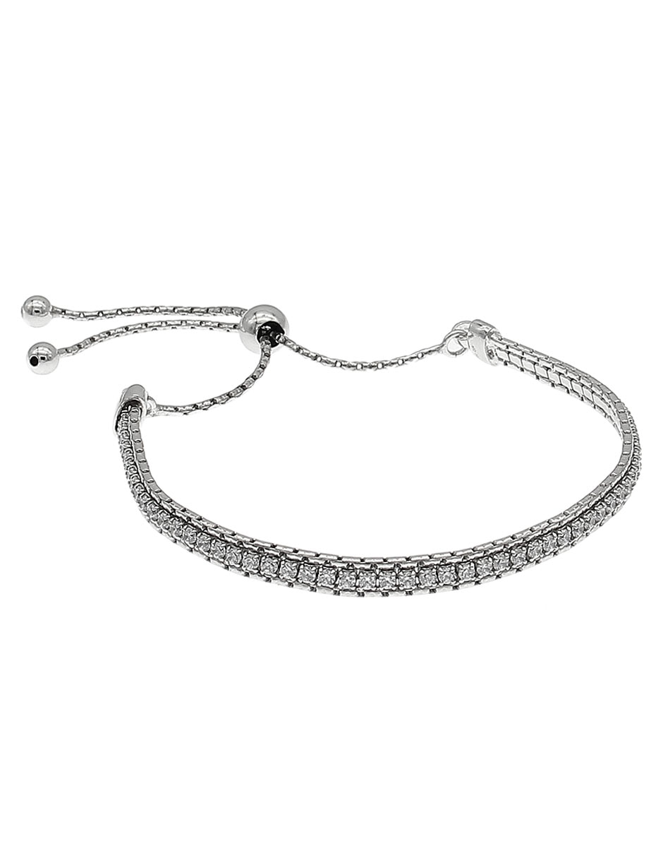 Pulsera de plata P 925 con acabado baño rodio