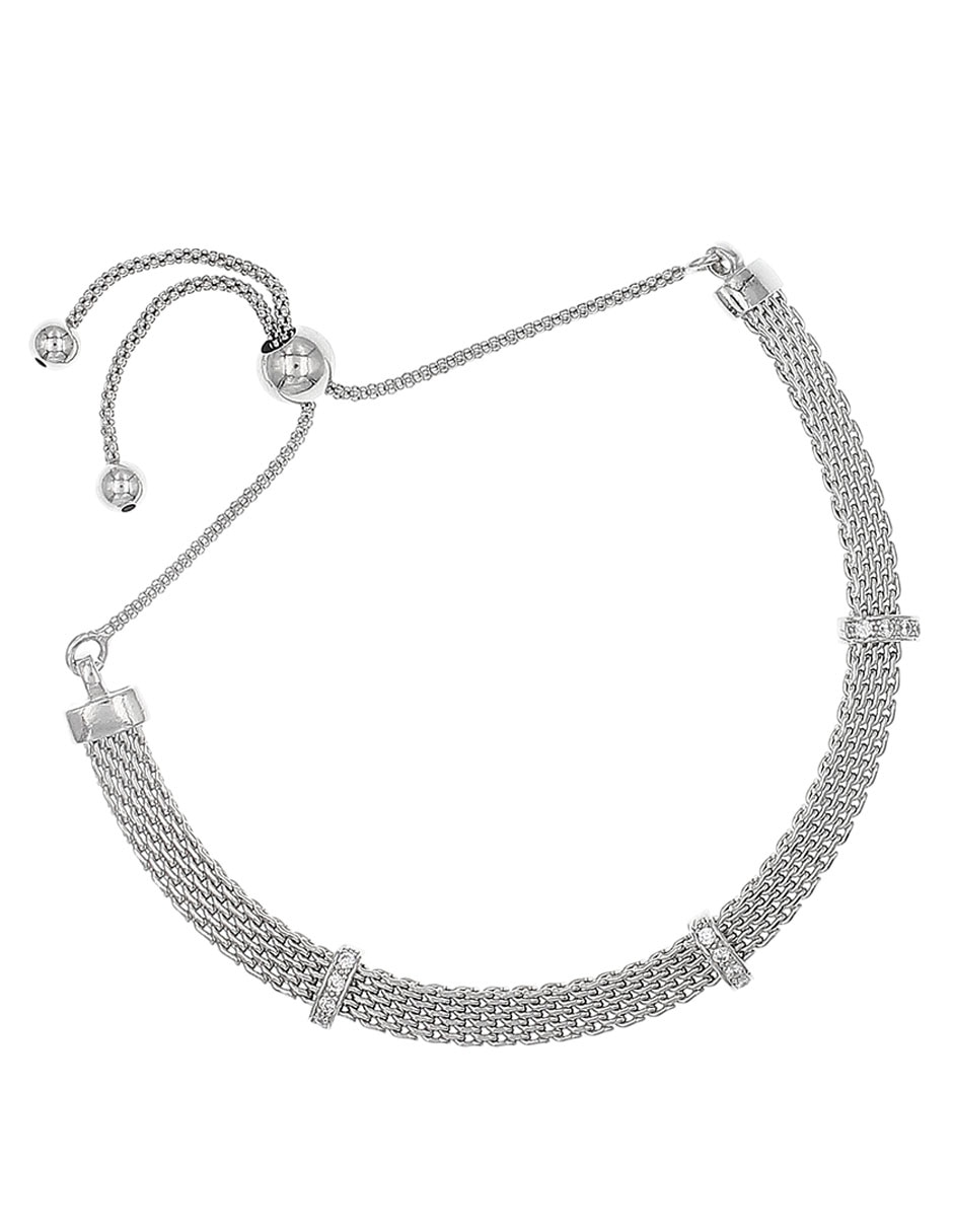 Pulsera de plata P 925 con acabado baño rodio