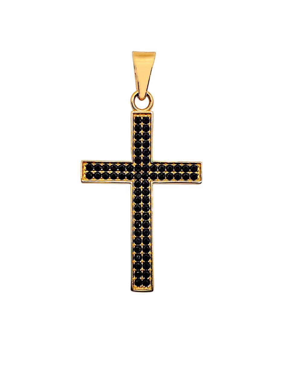 Dije de cruz de oro amarillo 10 K zirconia 1