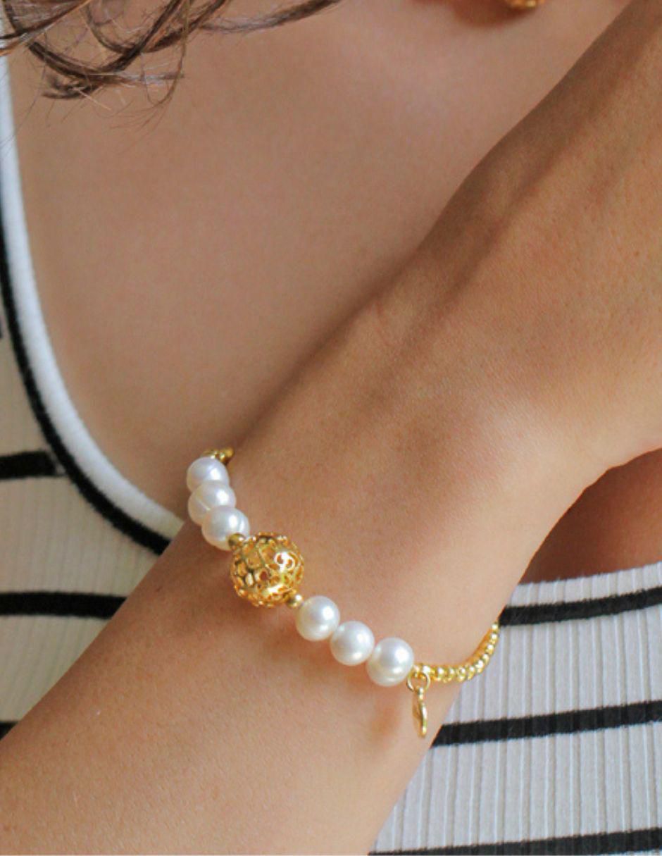 Pulsera de baño de oro Ablime Perlas 2