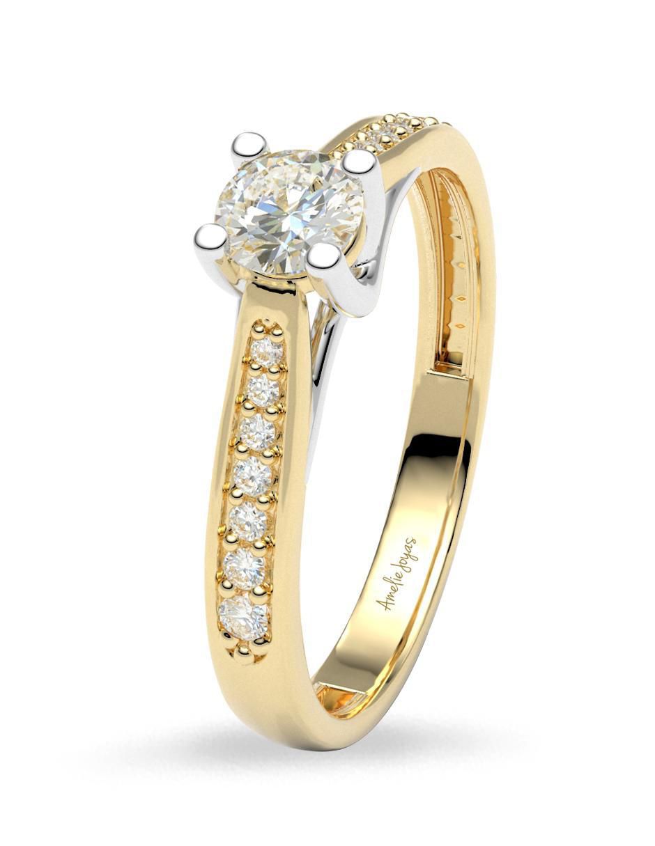 Anillo de compromiso de oro 14 k amelie joyas zirconia