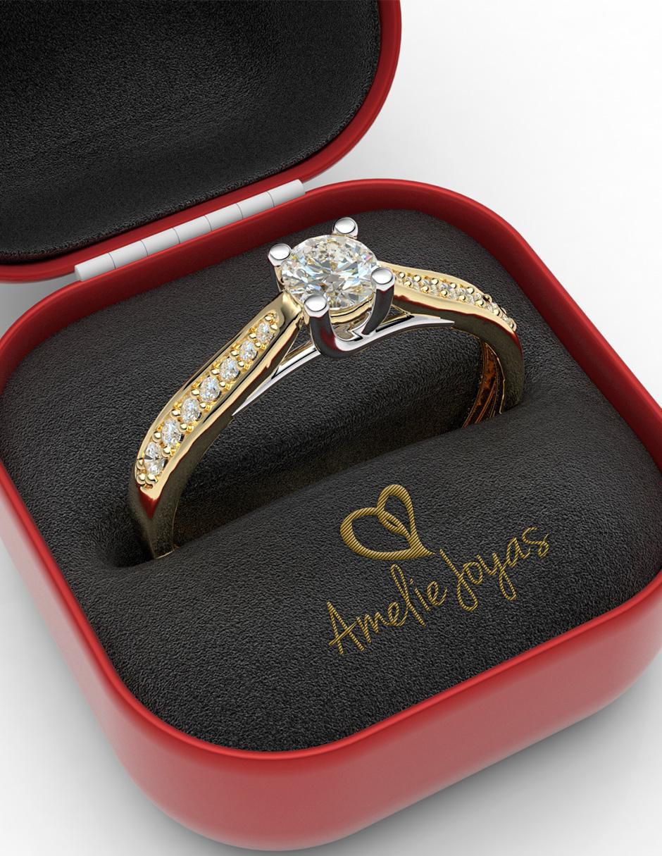 Anillo de compromiso de oro 14 k amelie joyas zirconia