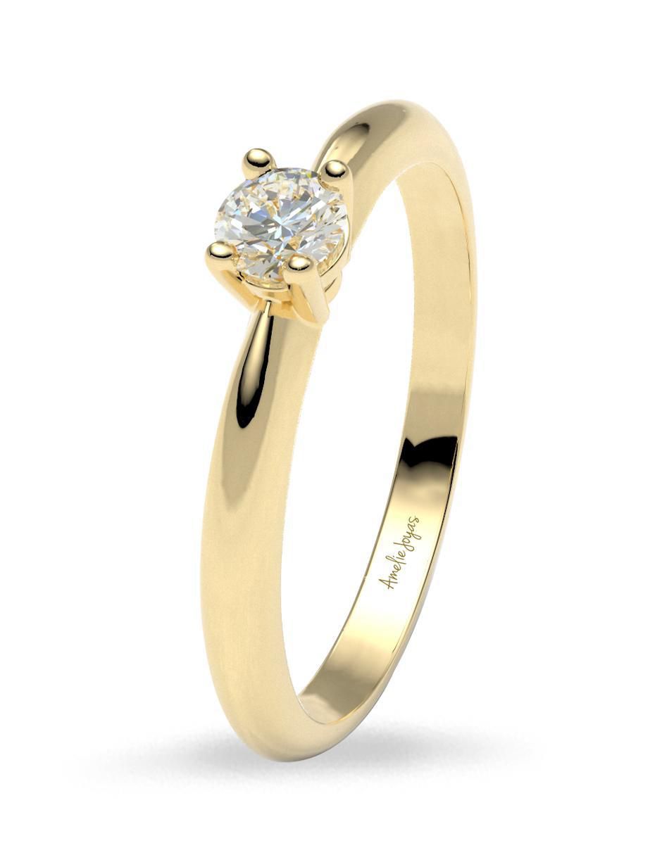 Solitario de oro 14 k amelie joyas zirconia