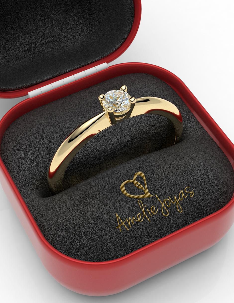 Solitario de oro 14 k amelie joyas zirconia