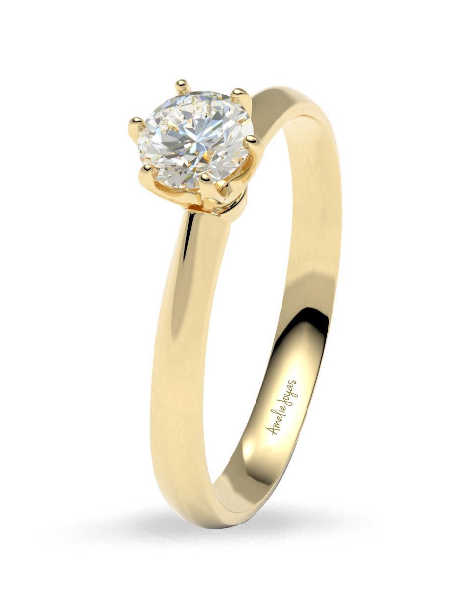 Solitario "de" oro 14 k amelie joyas zirconia