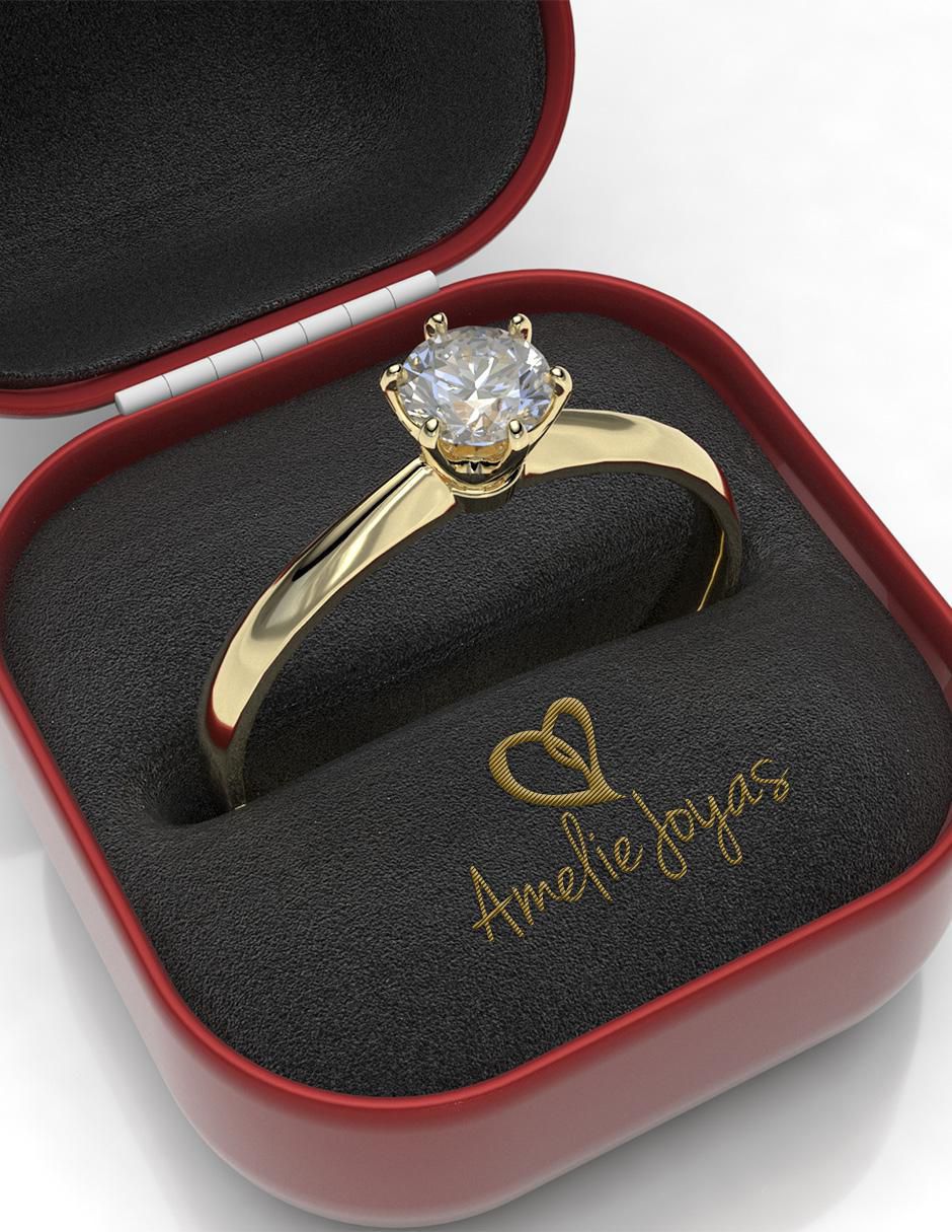 Solitario "de" oro 14 k amelie joyas zirconia