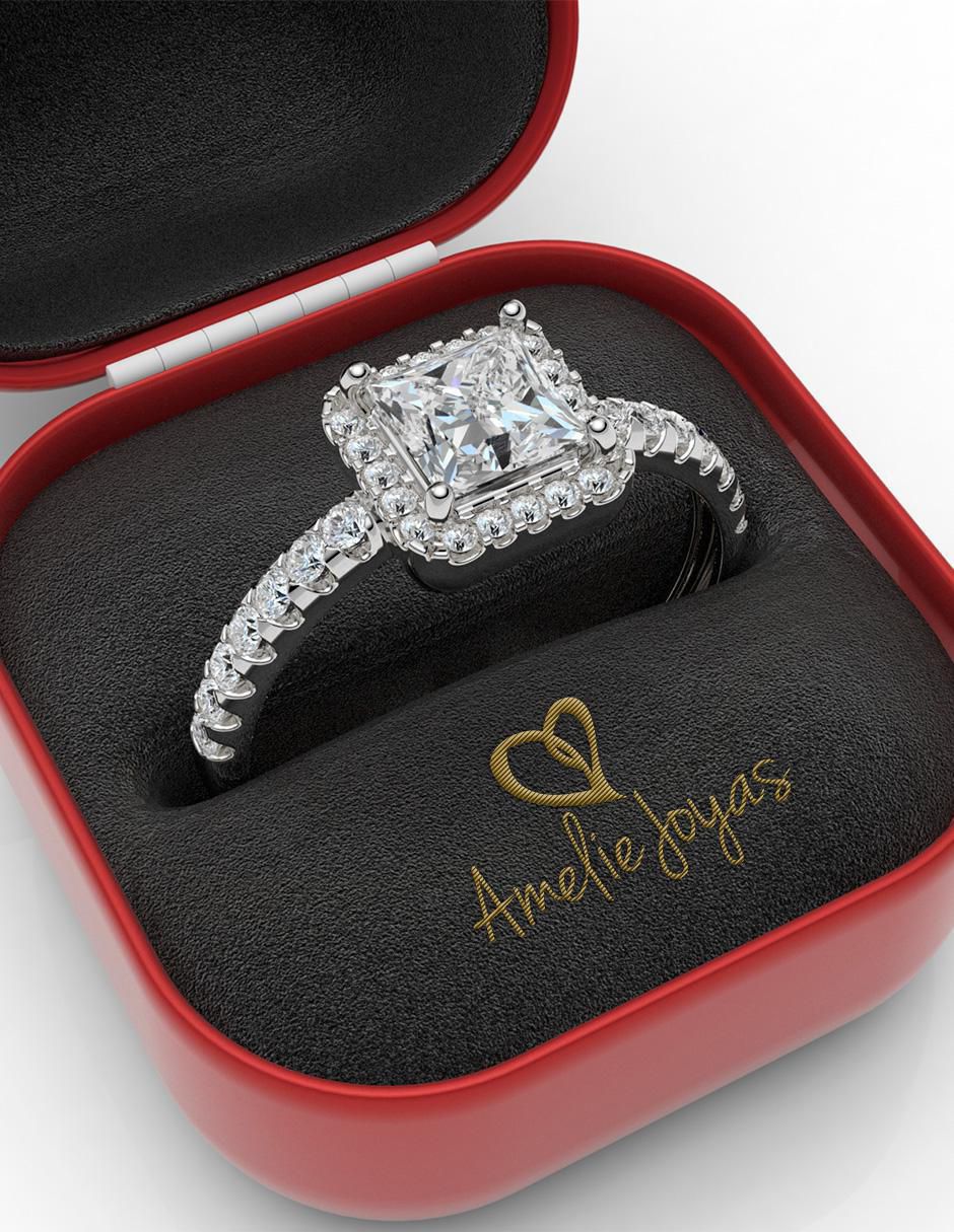 Anillo de compromiso de oro 14 k amelie joyas zirconia