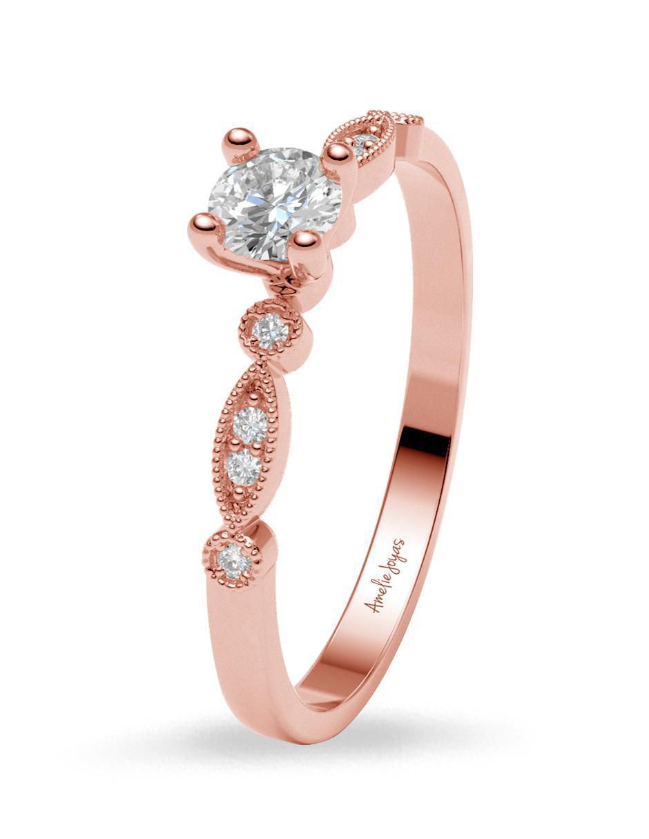 Anillo de compromiso de oro 14 k 3