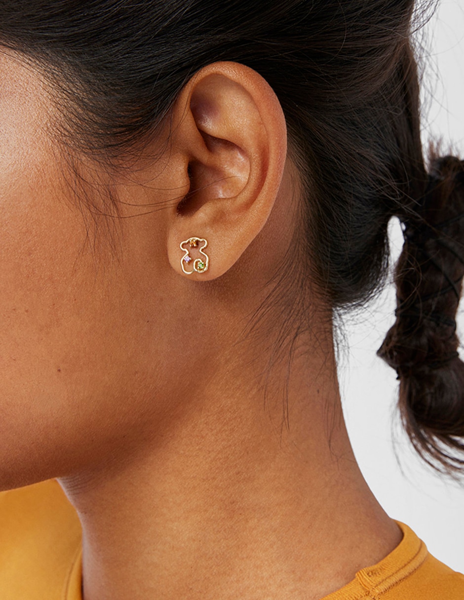 Aretes de oso Tsuri de oro granate 5