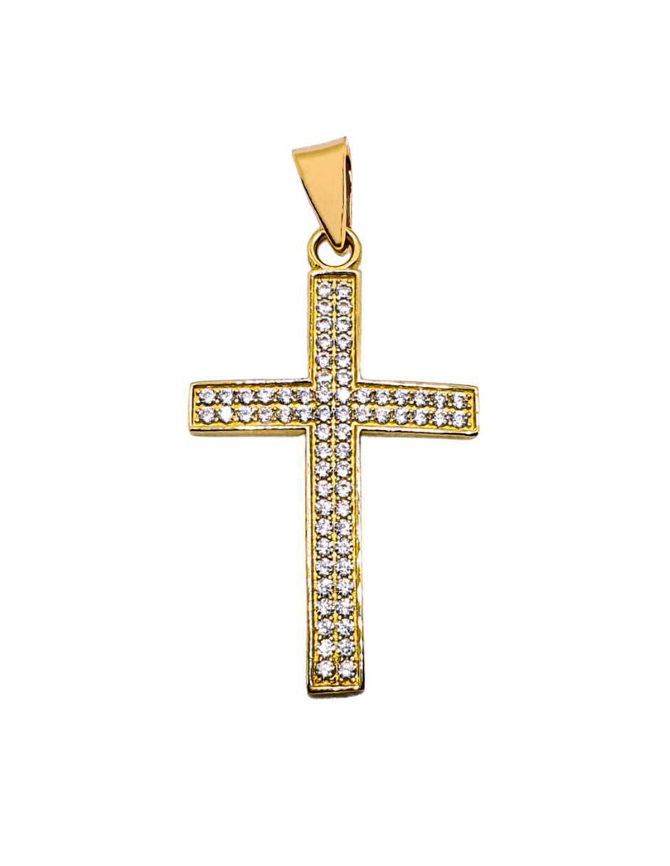 Dije de cruz de oro amarillo 10 K zirconia