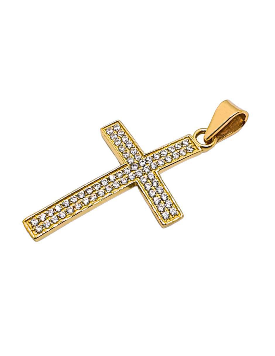 Dije de cruz de oro amarillo 10 K zirconia 3
