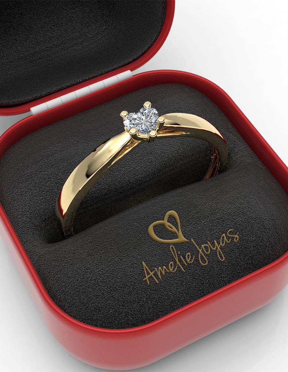 Solitario de oro 14 k amelie joyas zirconia