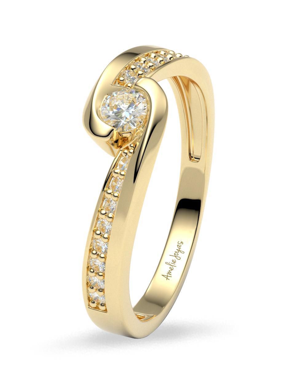 Anillo de compromiso de oro 14 k amelie joyas zirconia