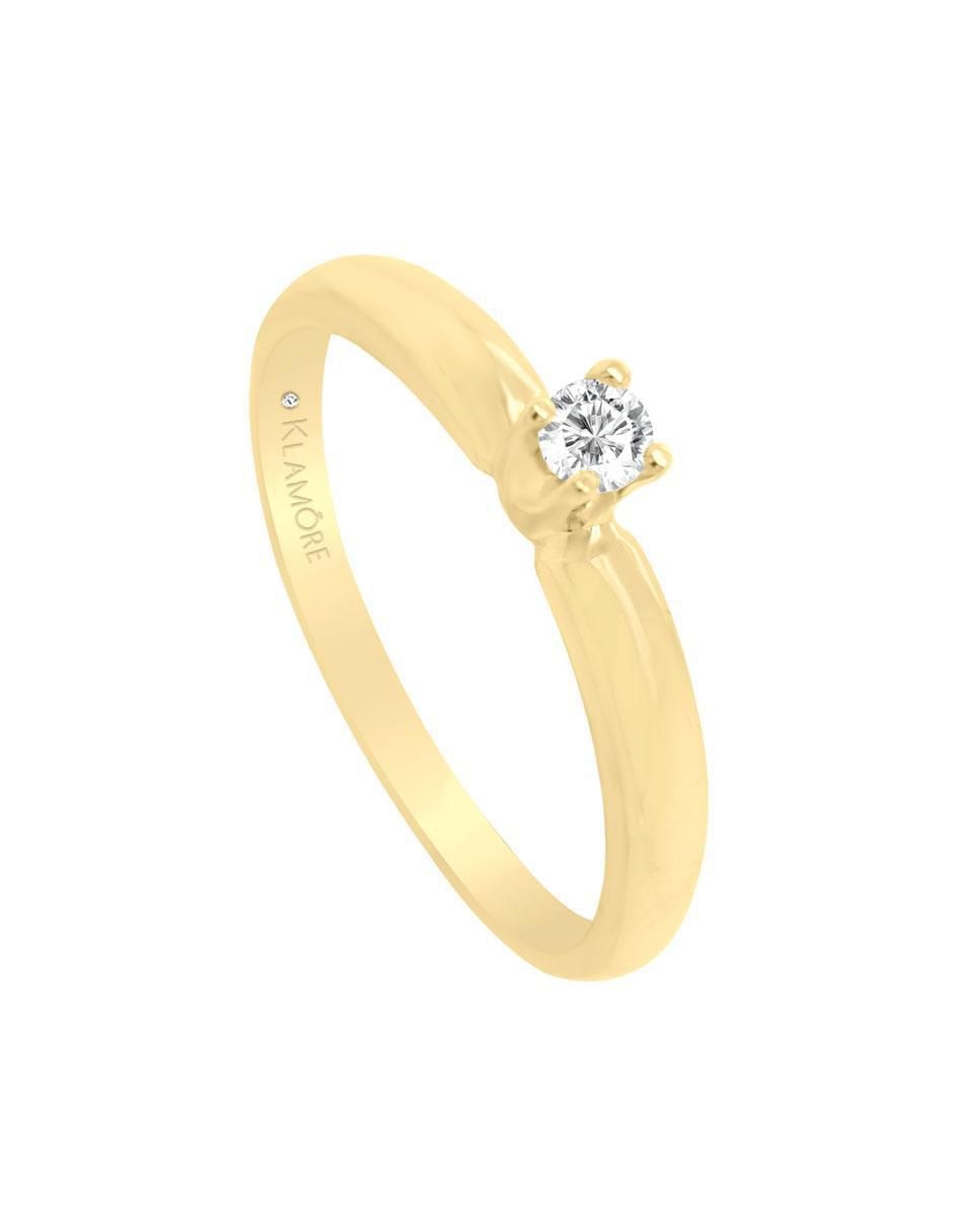 Solitario de oro 14 k klamore diamante