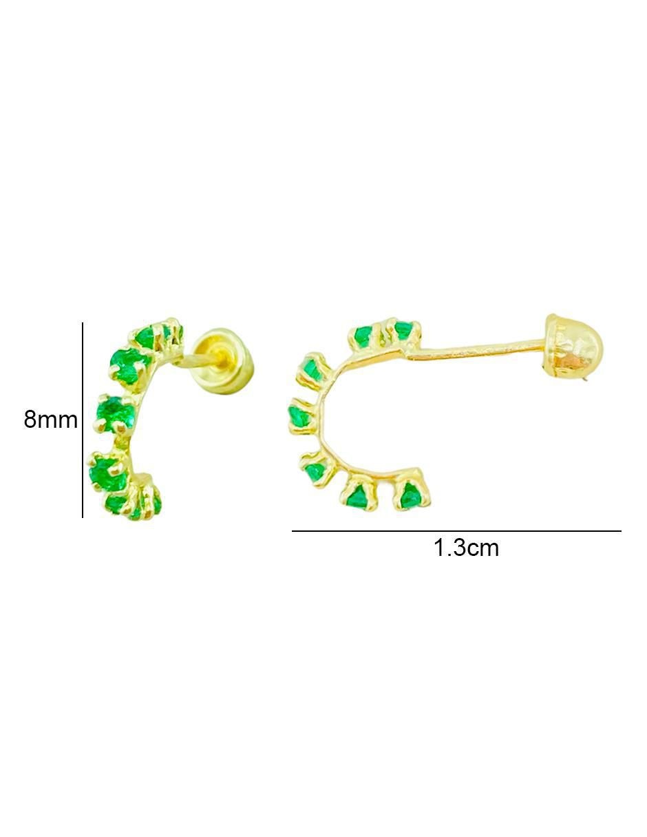 Broqueles de oro con acabado brillante zirconia 4
