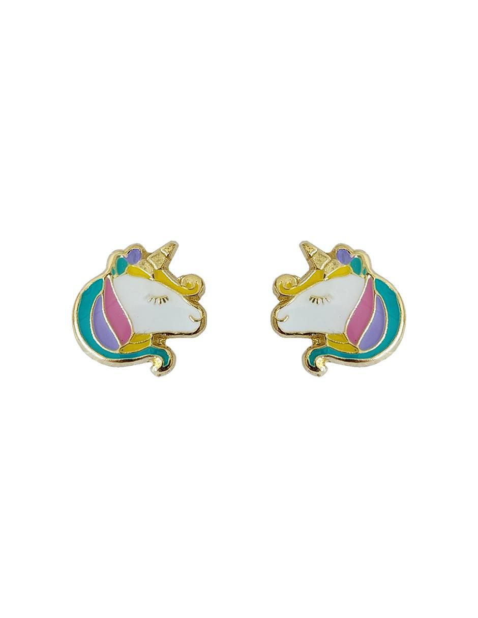 Broqueles de unicornio de oro con acabado brillante