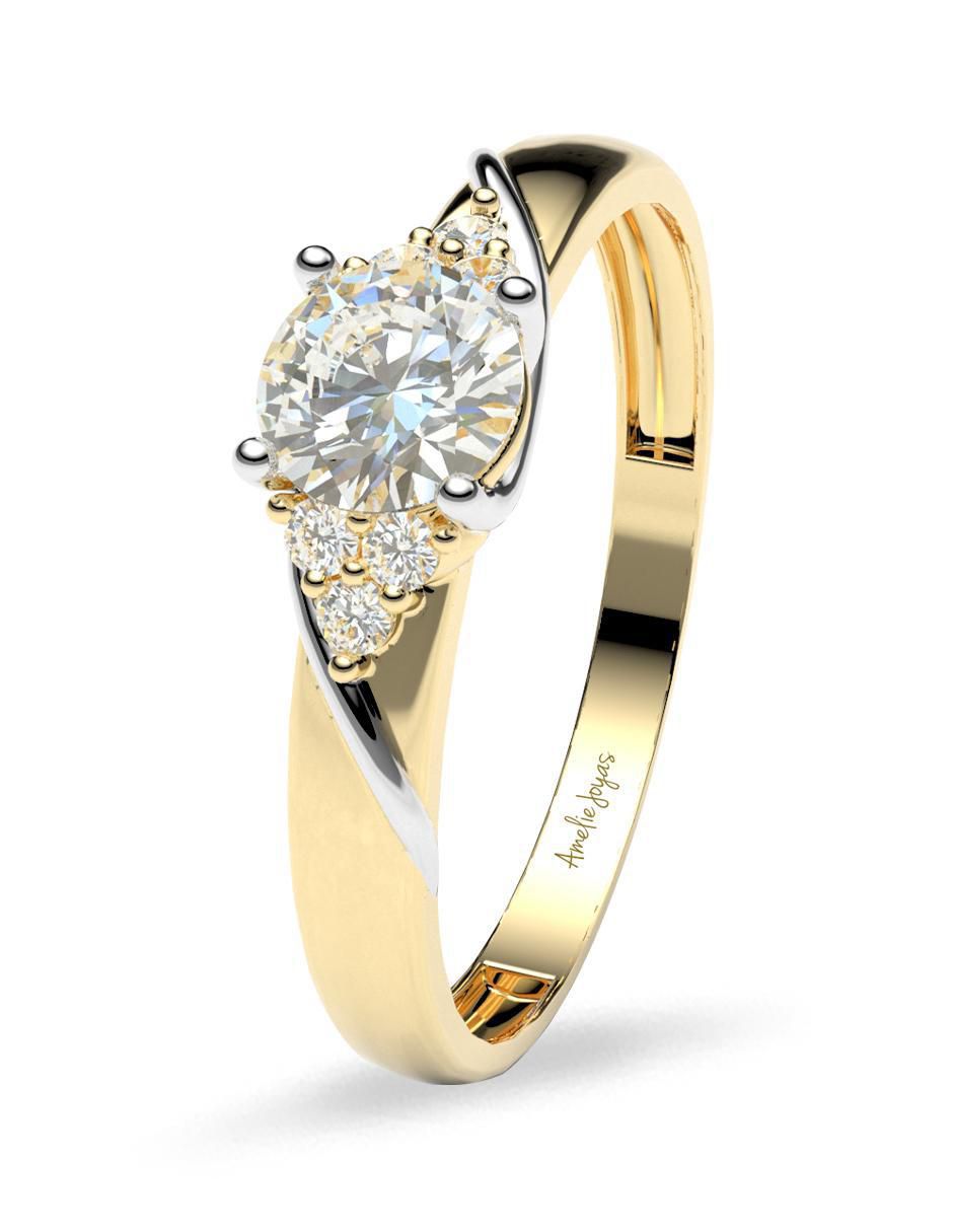 Anillo de compromiso de oro 14 k amelie joyas zirconia
