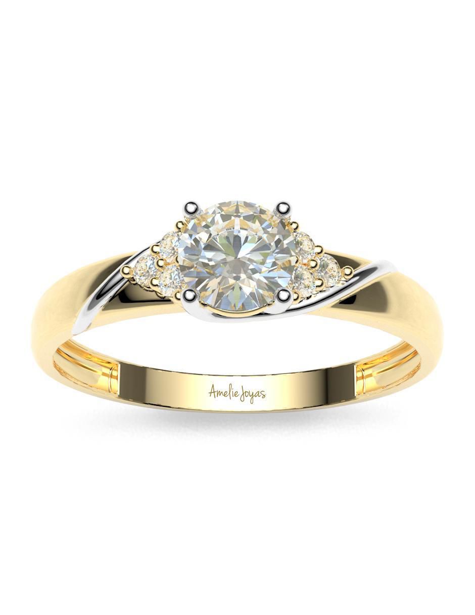 Anillo de compromiso de oro 14 k amelie joyas zirconia