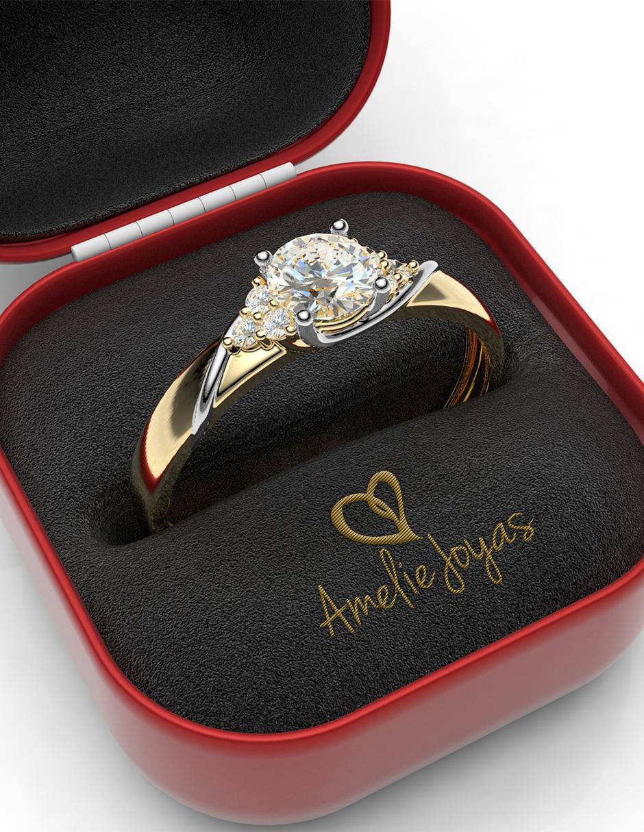 Anillo de compromiso de oro 14 k amelie joyas zirconia