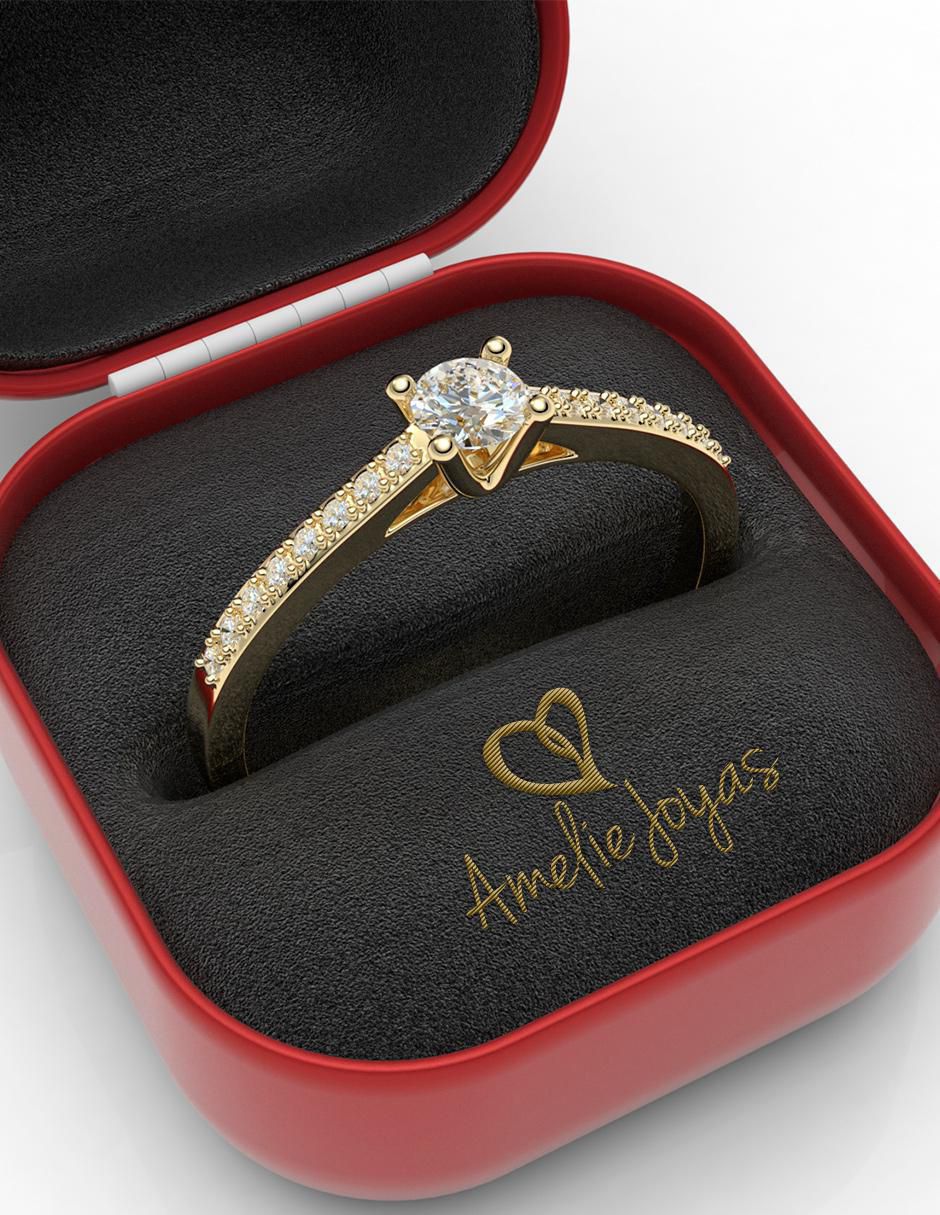 Anillo de compromiso de oro 14 k amelie joyas zirconia