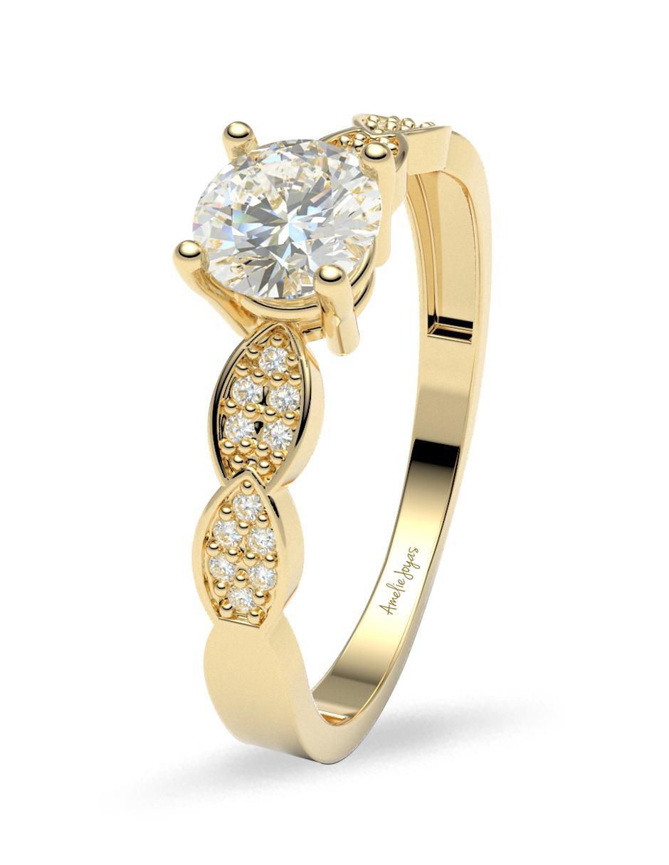 Anillo de compromiso de oro 14 k amelie joyas zirconia