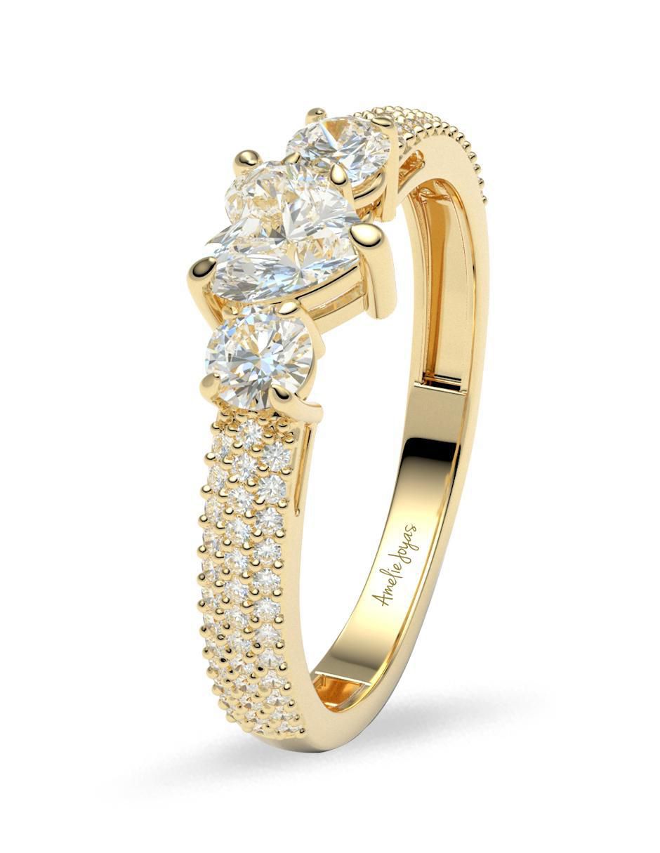 Anillo de compromiso de oro 14 k amelie joyas zirconia