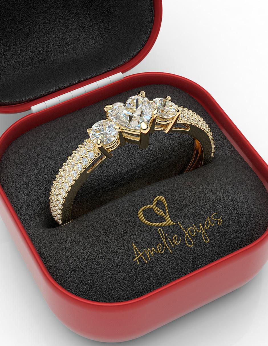 Anillo de compromiso de oro 14 k amelie joyas zirconia
