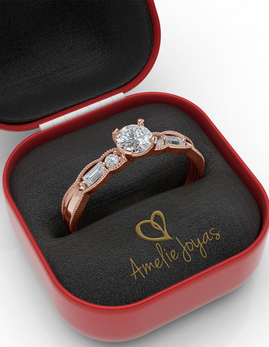 Anillo de compromiso de oro 14 k 4