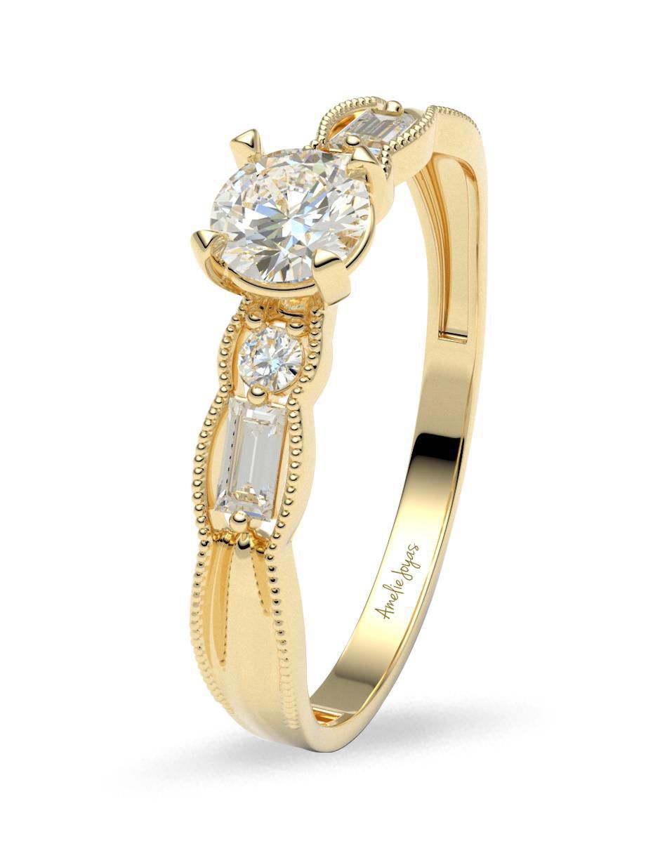 Anillo de compromiso de oro 14 k amelie joyas zirconia