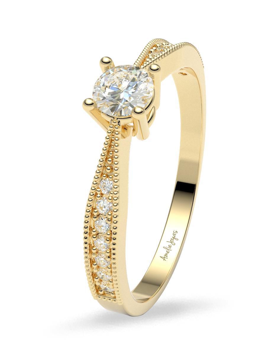 Anillo de compromiso de oro 14 k amelie joyas zirconia