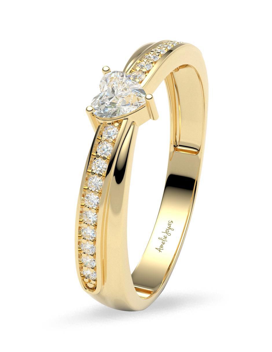 Anillo de compromiso de oro 14 k amelie joyas zirconia