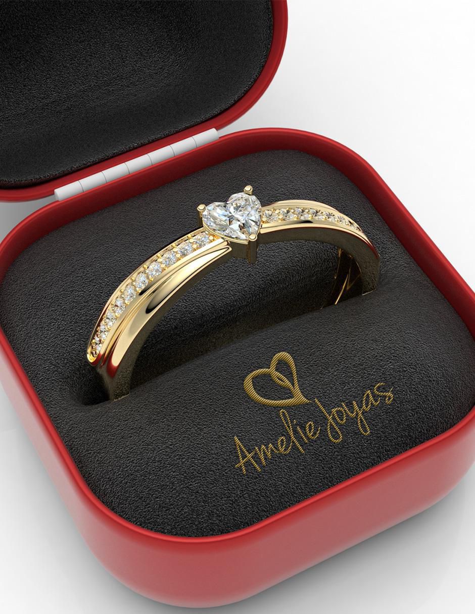 Anillo de compromiso de oro 14 k amelie joyas zirconia